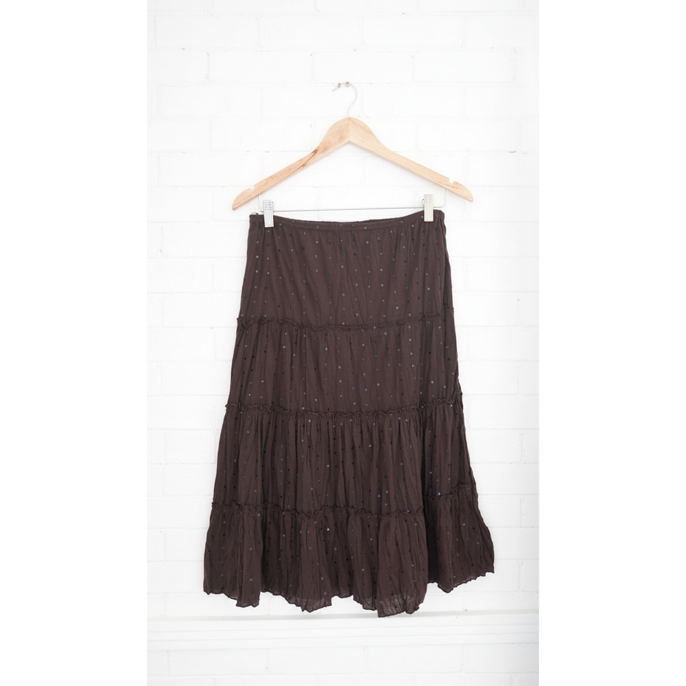 Copper Key Brown Tiered Skirt -‎ Size Small